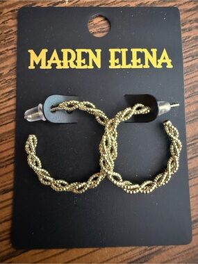 Maren Elena Twisted Beaded Hoop Earrings - Gold
